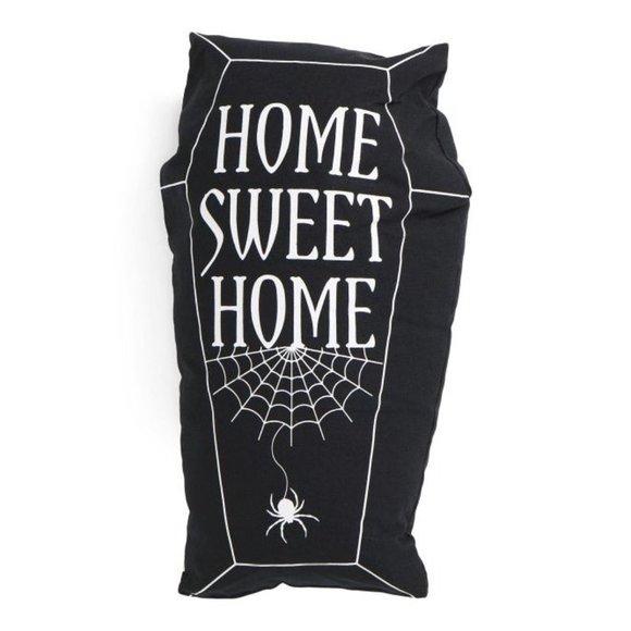 THRO Other - THRO Home Sweet Home Black Coffin Throw Pillow 9x20 Inch Spider Web Halloween